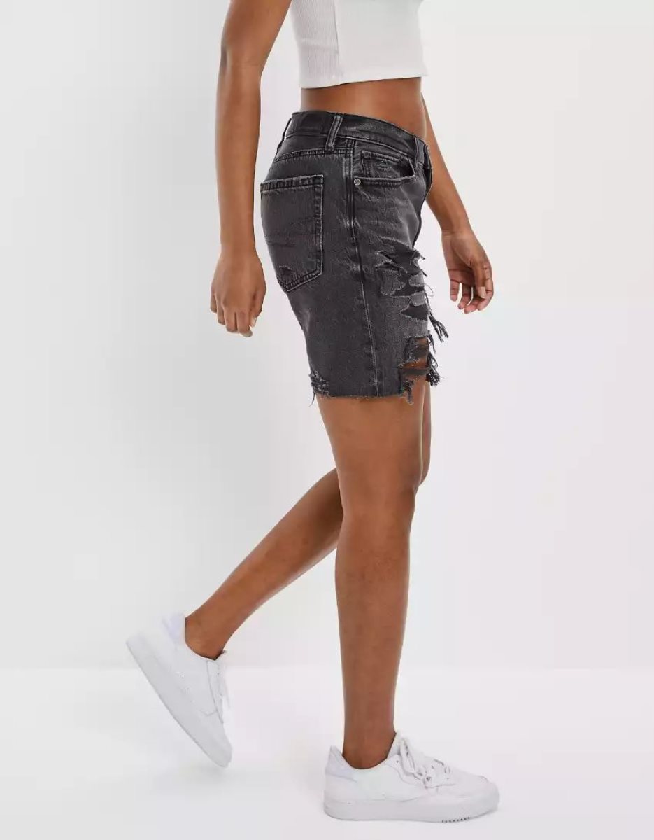 Shorts American Eagle AE Denim Low-Rise Baggy Noir Femme | ANI-40540719